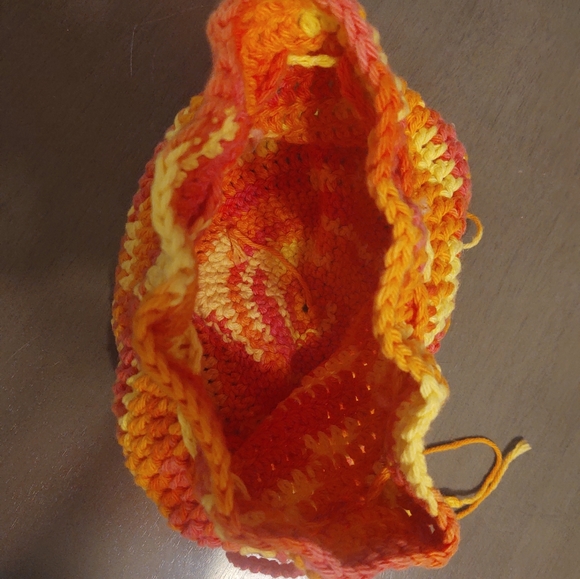 Sunset color handmade handbag with drawstring - Picture 3 of 4